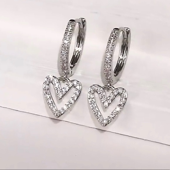 Heart Shaped Dangle Earrings - Picture 1 of 6
